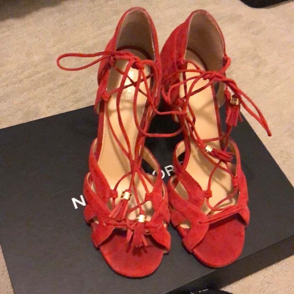 Michael Kors Red Lace Up Sandals